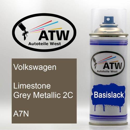 Volkswagen, Limestone Grey Metallic 2C, A7N: 400ml Sprühdose, von ATW Autoteile West.